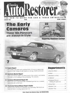 CLASSIC AUTO RESTORER 1998 FEB - REPAIR ALUM CASINGS, '60'S CAMAROS